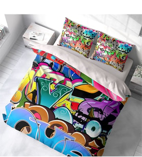 Monohome Graffiti 3D Pamuk Saten Çift Kişilik Nevresim Takımı