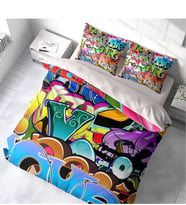 Monohome Graffiti 3D Pamuk Saten Çift Kişilik Nevresim Takımı