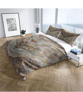 Cattleya Marble 3D Pamuk Saten Çift Kişilik Nevresim Takımı