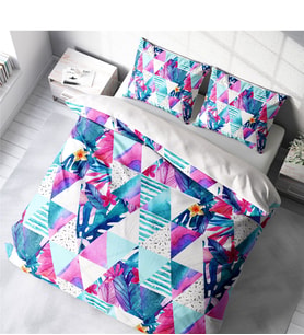 Monohome Geometric Tropical 3D Pamuk Saten Çift Kişilik Nevresim Takımı