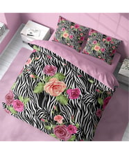 Monohome Zebra Flower 3D Pamuk Saten Çift Kişilik Nevresim Takımı