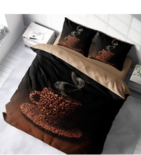 Monohome Sleep Coffee 3D Pamuk Saten Çift Kişilik Nevresim Takımı
