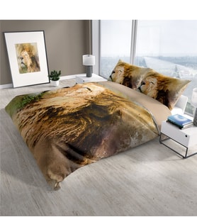 Cattleya Lion 3D Pamuk Saten Çift Kişilik Nevresim Takımı