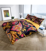 Cattleya Indian 3D Pamuk Saten Çift Kişilik Nevresim Takımı