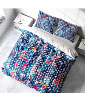 Monohome Blue Pattern 3D Pamuk Saten Çift Kişilik Nevresim Takımı