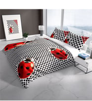Cattleya Ladybug 3D Pamuk Saten Çift Kişilik Nevresim Takımı