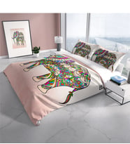 Cattleya Elephant 3D Pamuk Saten Çift Kişilik Nevresim Takımı