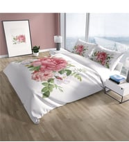 Cattleya  New Floral 3D Pamuk Saten Çift Kişilik Nevresim Takımı