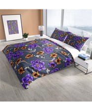 Cattleya Floral 3D Pamuk Saten Çift Kişilik Nevresim Takımı