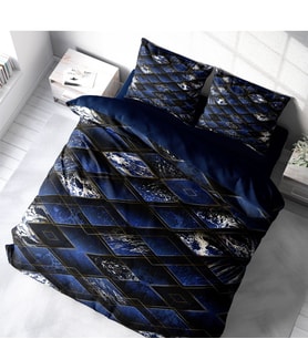 Monohome Blue Suite 3D Pamuk Saten Çift Kişilik Nevresim Takımı