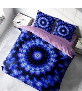 Monohome Blue Damask 3D Pamuk Saten Çift Kişilik Nevresim Takımı