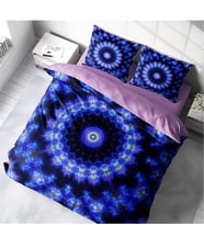 Monohome Blue Damask 3D Pamuk Saten Çift Kişilik Nevresim Takımı