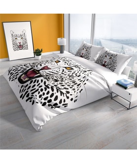 Cattleya Leopard 3D Pamuk Saten Çift Kişilik Nevresim Takımı