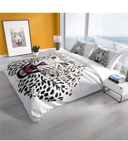 Cattleya Leopard 3D Pamuk Saten Çift Kişilik Nevresim Takımı