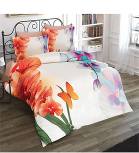 Monohome Orchid 2 3D Pamuk Saten Çift Kişilik Nevresim Takımı