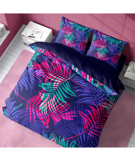 Monohome Palm Color 3D Pamuk Saten Çift Kişilik Nevresim Takımı