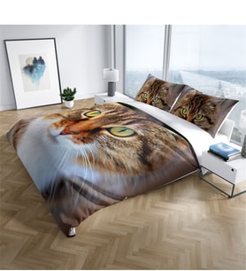 Monohome Tabby 3D Dijital Baskılı Çift Kişilik Nevresim Takımı