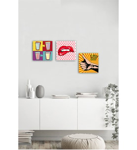 Tablosan Üçlü Pop Art Dekoratif Kanvas Tablo - HB-03
