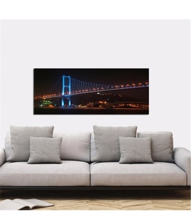 Tablosan Boğaz Köprüsü Gece Manzarası Fotoğraf Kanvas Tablo - A-16-158