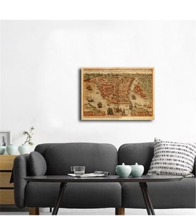 Tablosan Konstantinopolis Eski İstanbul Haritası Kanvas Tablo - A-12-034