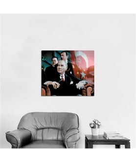 Tablosan Atatürk Törende Sigara İçerken Kanvas Tablo - A-02-105