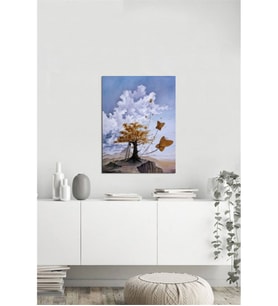 Tablosan Ağaç Ve Kelebekler Fantastik Kanvas Tablo - B-09-086