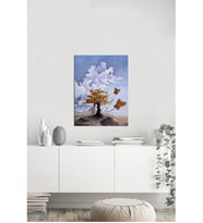 Tablosan Ağaç Ve Kelebekler Fantastik Kanvas Tablo - B-09-086