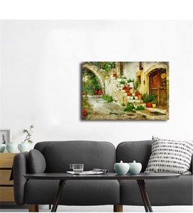 Tablosan  Çiçekli Merdiven Fotoğraf Kanvas Tablo - A-07-217