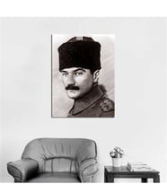 Tablosan Kalpaklı Atatürk Portresi Sepya Kanvas Tablo - A-02-094