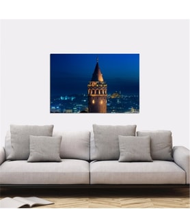 Tablosan Galata Kulesi Gece Fotoğraf Kanvas Tablo - A-16-377