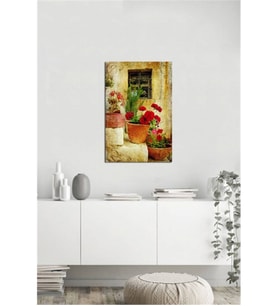 Tablosan  Köy Evinde Çiçekler Fotoğraf Kanvas Tablo - A-07-215