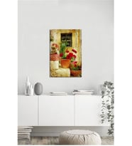 Tablosan  Köy Evinde Çiçekler Fotoğraf Kanvas Tablo - A-07-215