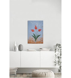 Tablosan Ebru Kırmızı Laleler Kanvas Tablo - B-10-082