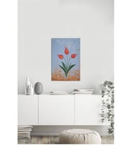 Tablosan Ebru Kırmızı Laleler Kanvas Tablo - B-10-082