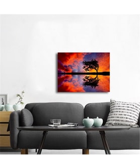 Tablosan Tek Ağaç Ve Göl Fotoğraf Kanvas Tablo - A-20-703