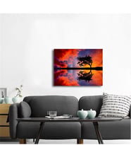 Tablosan Tek Ağaç Ve Göl Fotoğraf Kanvas Tablo - A-20-703