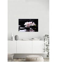 Tablosan Siyah Taşlar Ve Çiçek Zen Kanvas Tablo - A-23-076