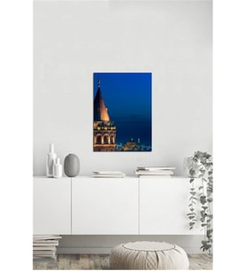 Tablosan Galata Kulesi Gece Fotoğraf Kanvas Tablo - A-16-397