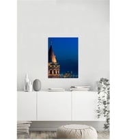Tablosan Galata Kulesi Gece Fotoğraf Kanvas Tablo - A-16-397