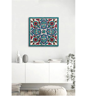 Tablosan Çini Stilize Çiçek Desenleri Kanvas Tablo - B-04-020
