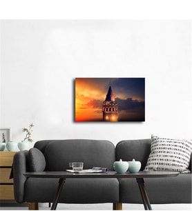 Tablosan Galata Kulesi Akşam Fotoğraf Kanvas Tablo - A-16-221