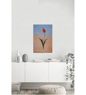 Tablosan Ebru Kırmızı Lale Kanvas Tablo - B-10-081