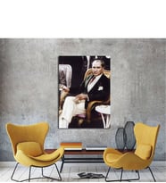 Tablosan  Atatürk Türk Kahvesi İçerken Kanvas Tablo - A-02-104