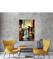 Tablosan Yağlı Boya Gece Sokak Kanvas Tablo - LS-068