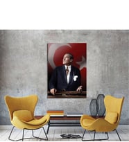 Tablosan  Türk Bayrağı Ve Atatürk Portresi Kanvas Tablo - A-02-099