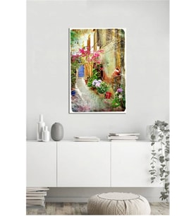 Tablosan  Çiçekli Taş Ev Fotoğraf Kanvas Tablo - A-07-311