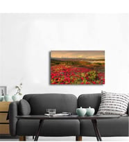 Tablosan Kırmızı Çiçekler Manzara Fotoğraf Kanvas Tablo - A-20-349