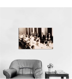 Tablosan Atatürk Liderlerle Yemek Masasında Sepya Kanvas Tablo - A-02-151