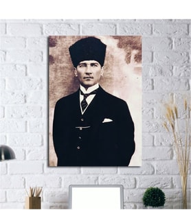 Tablosan Kalpaklı Atatürk Portresi Kanvas Tablo - A-02-118