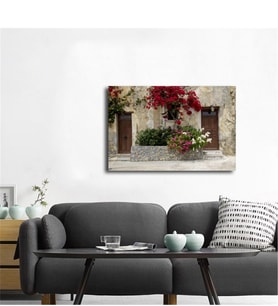 Tablosan  Çiçekli Taş Ev Fotoğraf Kanvas Tablo - A-07-222